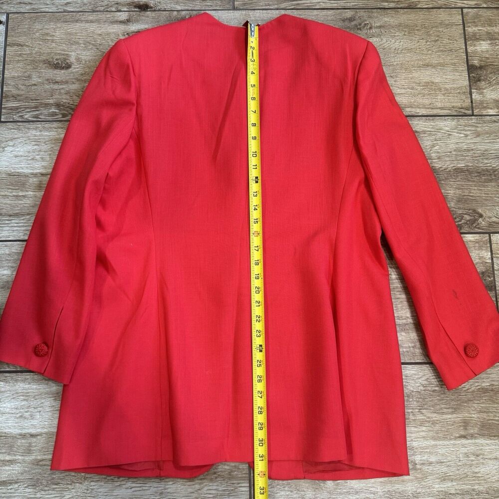 Vintage Red Embroidered Skirt Suit Sz 18 Lined - Picture 9 of 16